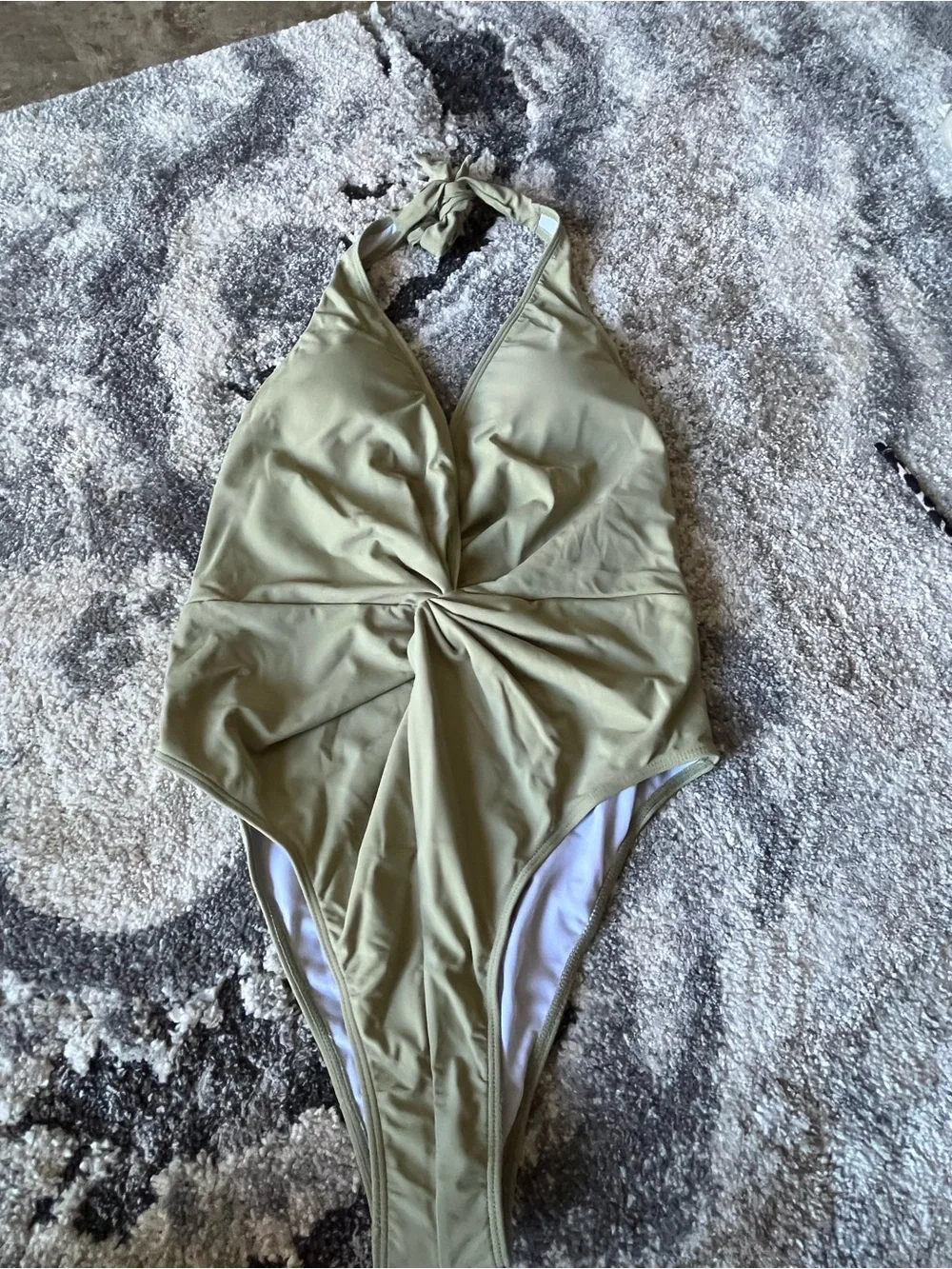 fashion nova green halter top one peice bathing suit